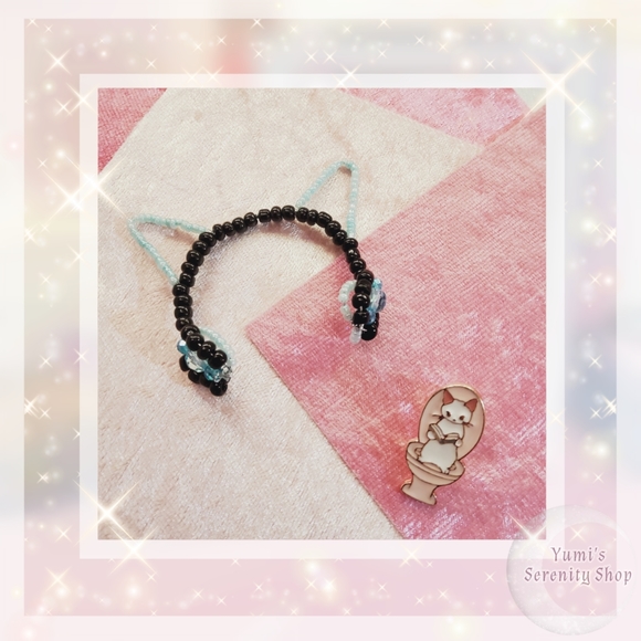 SOLD:  Beaded Doll Kitty Headphones - Picture 2 of 5